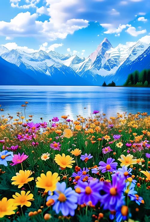 雪山与花海的梦幻邂逅：今晨，你被大自然惊艳了吗？