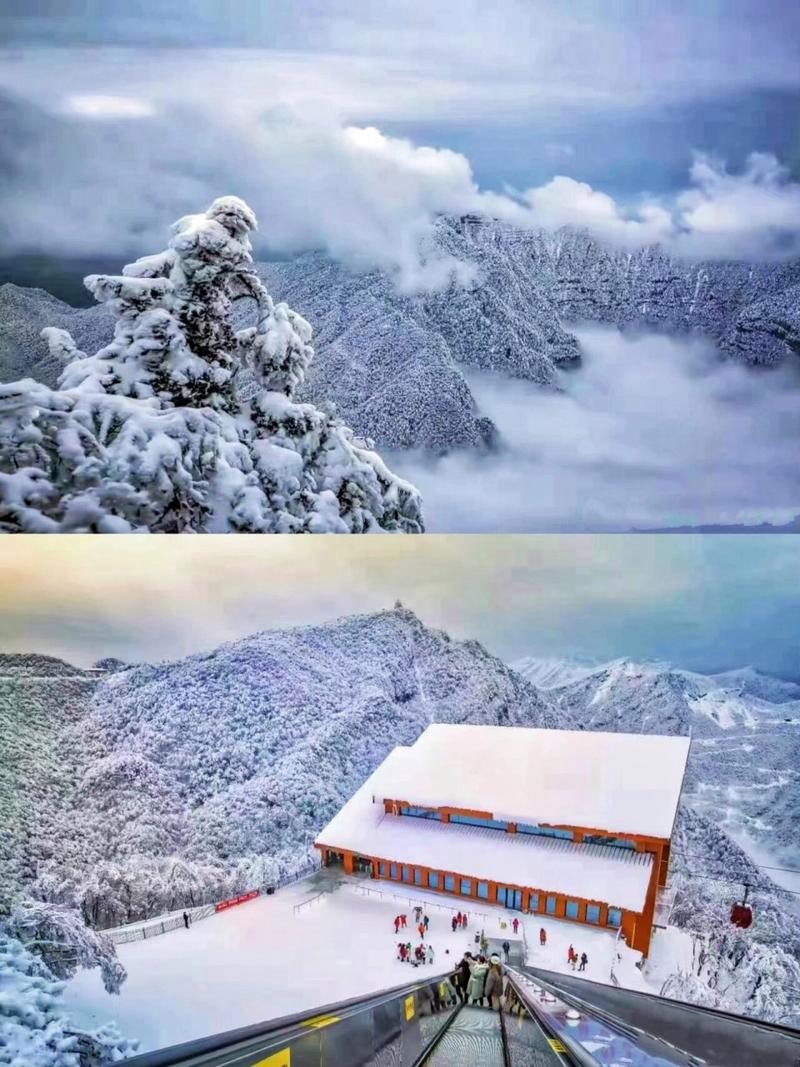 今日，汉中龙头山景区宛如梦幻冰雪世界