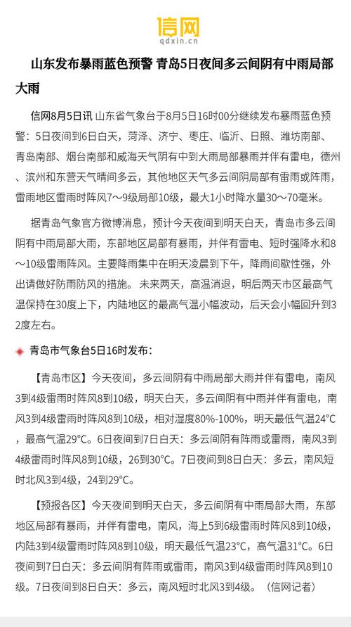 山东省白天到夜间大范围雷雨或阵雨来了，局部有中雨